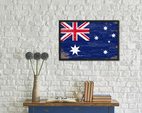 Australia Shabby Chic Country Flag Wood Framed Print Wall Art Decor Gifts