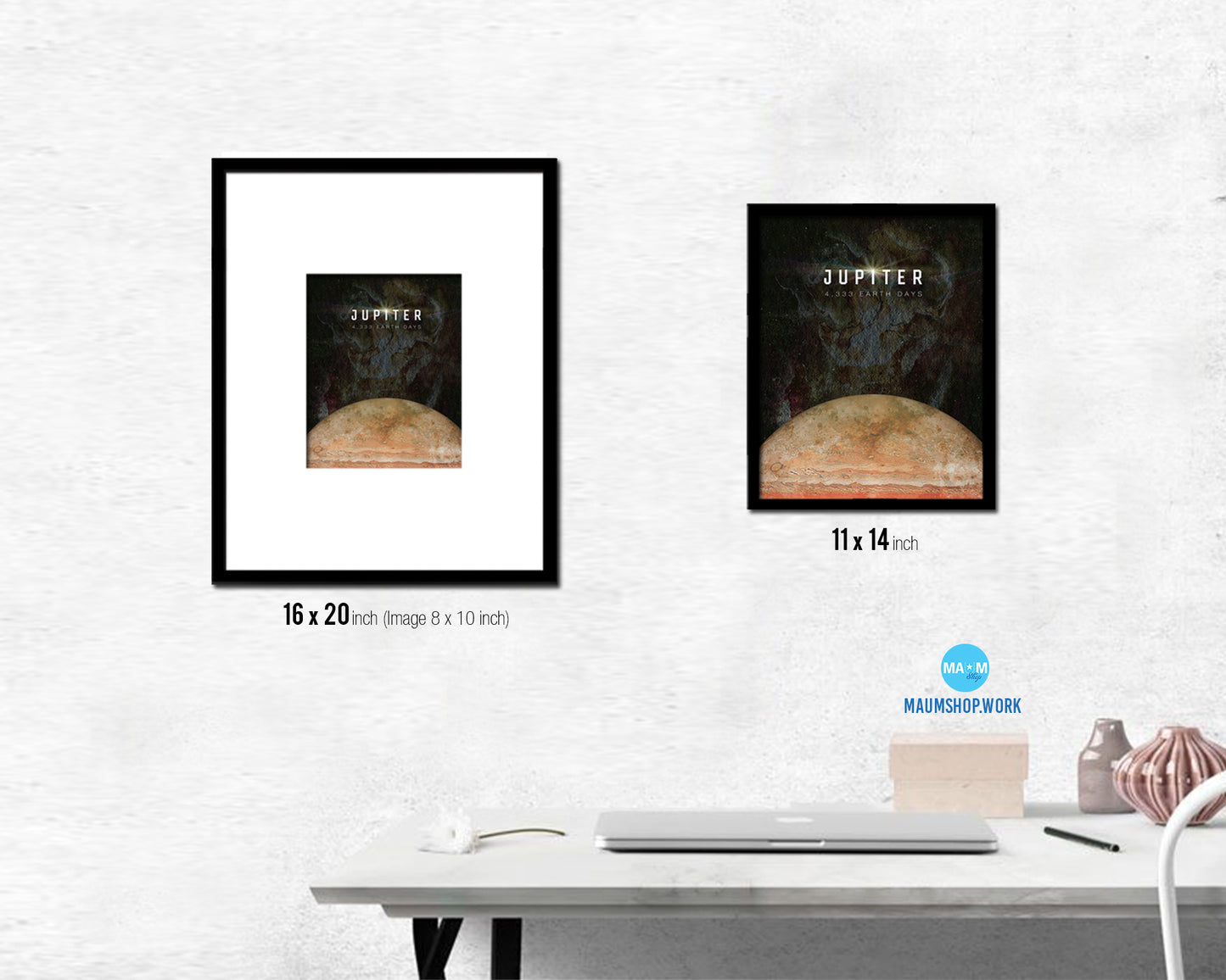 Jupiter Planet Prints Length of Year Watercolor Solar System Framed Print Home Decor Wall Art Gifts