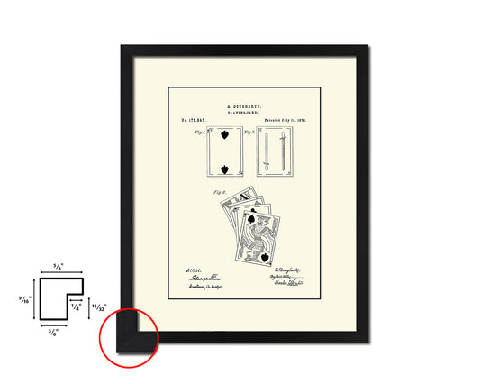 Face Poker Game Playing Card Vintage Patent Artwork Black Frame Print Gifts