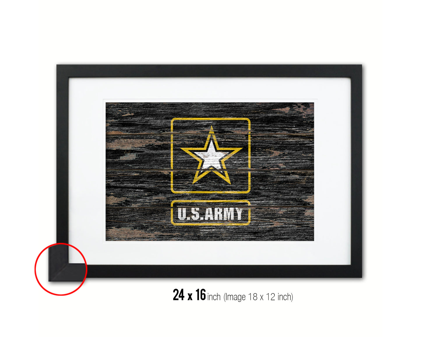 US Army Star Wood Rustic Flag Wood Framed Print Wall Art Decor Gifts