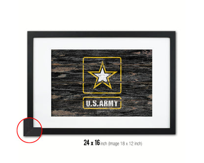 US Army Star Wood Rustic Flag Wood Framed Print Wall Art Decor Gifts