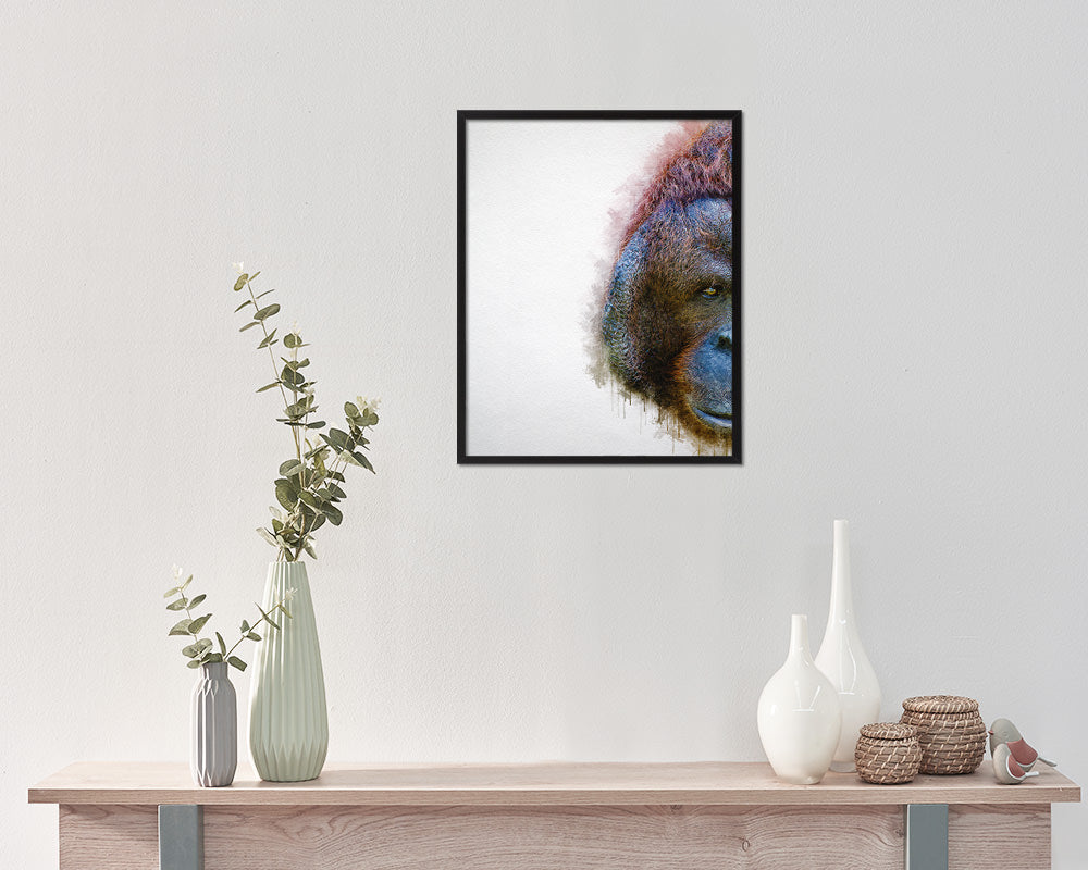 Orangutan Animal Painting Print Framed Art Home Wall Decor Gifts