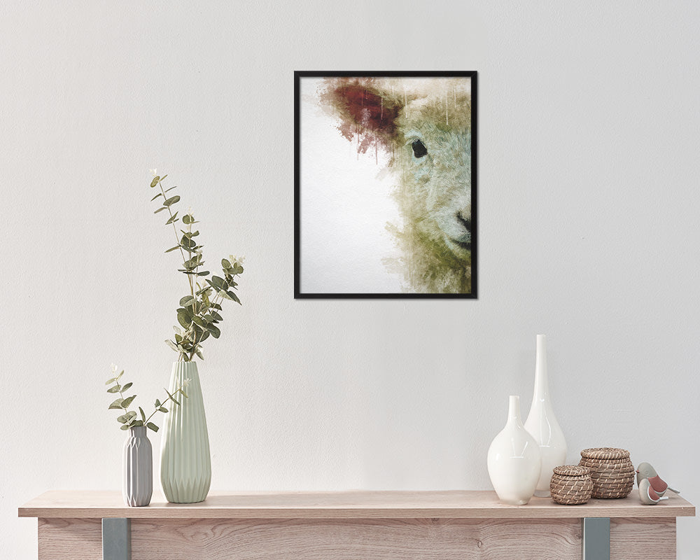 Lamb Animal Painting Print Framed Art Home Wall Decor Gifts