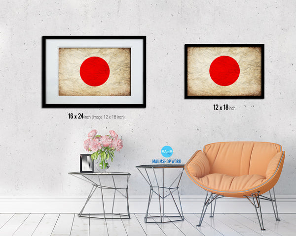 Japan Country Vintage Flag Wood Framed Print Wall Art Decor Gifts