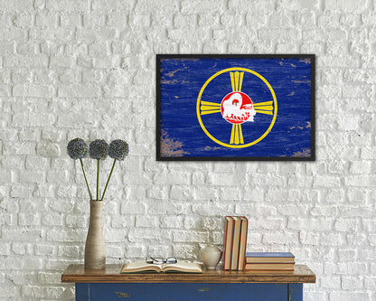 Omaha City Nebraska State Shabby Chic Flag Framed Prints Decor Wall Art Gifts