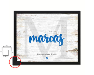 Marcas Personalized Biblical Name Plate Art Framed Print Kids Baby Room Wall Decor Gifts