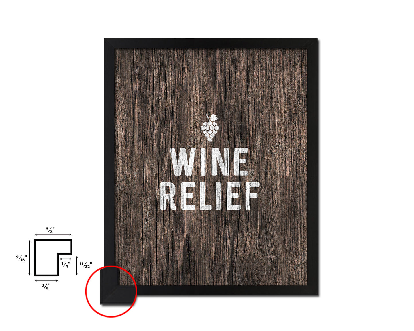 Wine relief Words Wood Framed Print Wall Decor Art Gifts