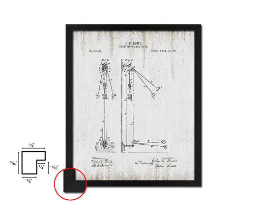 Exercise Apparatus Sports Vintage Patent Artwork Black Frame Print Gifts