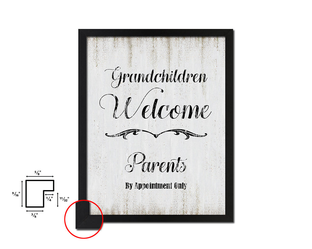 Grandchildren welcome parents Quote Wood Framed Print Wall Decor Art