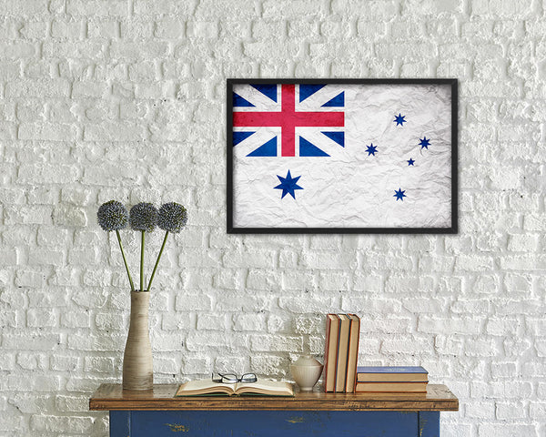 Australian White Ensign City Australia Country Vintage Flag Wood Framed Prints Decor Wall Art Gifts