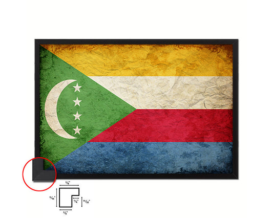 Comoros Country Vintage Flag Wood Framed Print Wall Art Decor Gifts