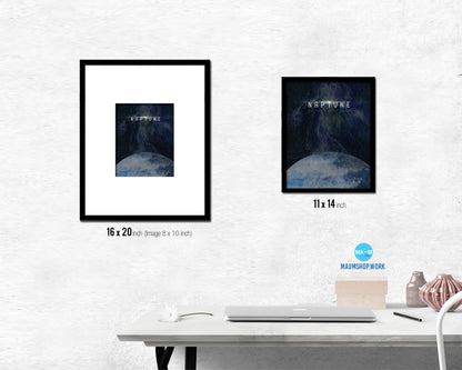 Neptune Planet Prints Length of Year Watercolor Solar System Framed Print Home Decor Wall Art Gifts