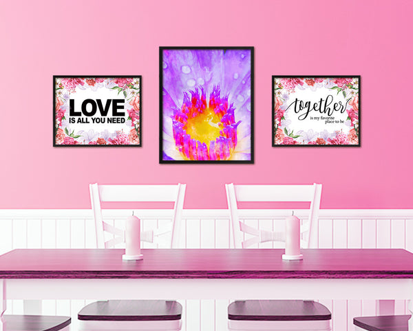 Lotus Purple Flower Wood Framed Paper Print Wall Decor Art Gifts