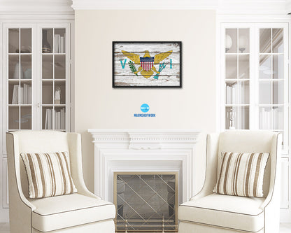 Virgin Islands Country Wood Rustic National Flag Wood Framed Print Wall Art Decor Gifts