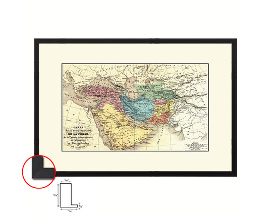 Persia Arabia Iraq Iran 1870 Old Map Framed Print Art Wall Decor Gifts