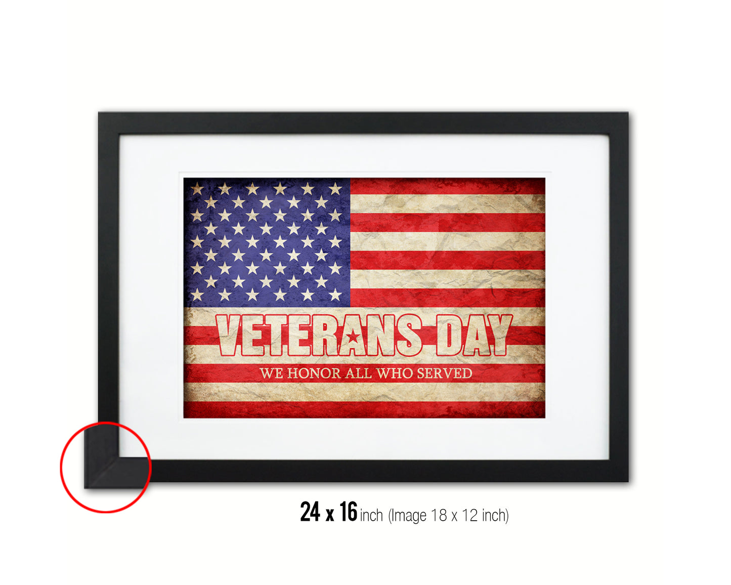 Veterans Day We honor all who served Vintage Military Flag Framed Print Sign Decor Wall Art Gifts