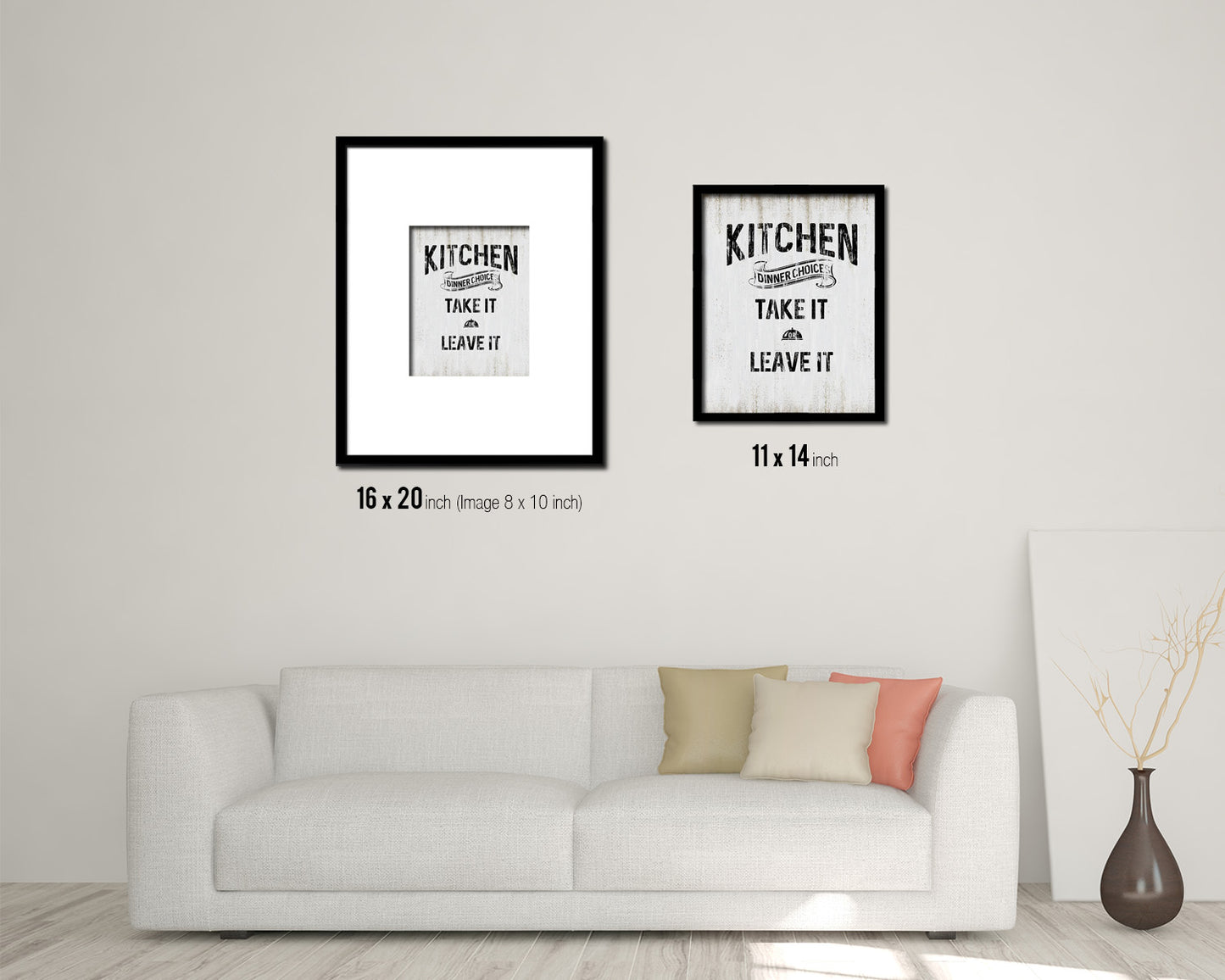 Kitchen Dinner Choices take it or leave it Quote Wood Framed Print Wall Decor Art
