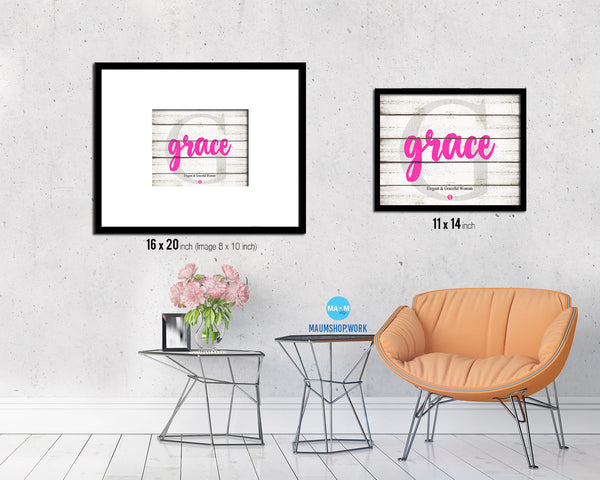 Grace Personalized Biblical Name Plate Art Framed Print Kids Baby Room Wall Decor Gifts
