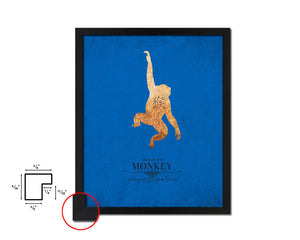 Monkey Chinese Zodiac Character Black Framed Art Paper Print Wall Art Decor Gifts, Blue