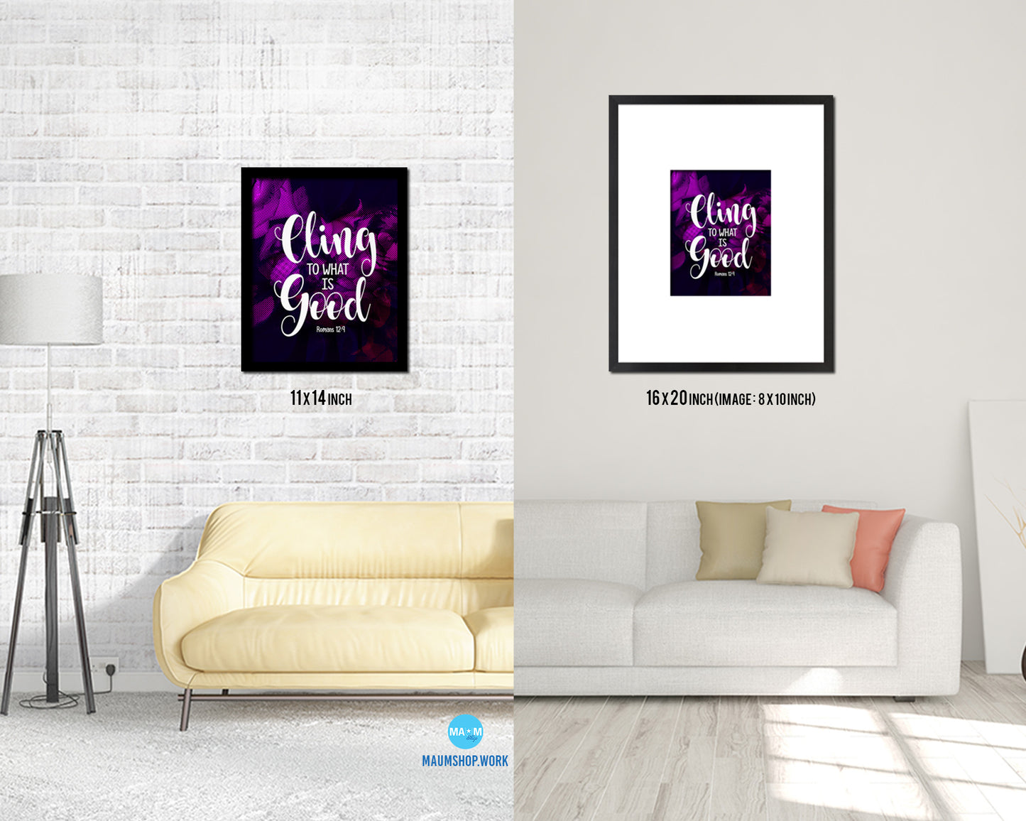 Cling to what is good Romans, 12:9-1 Bible Verse Scripture Framed Print Wall Decor Art Gifts