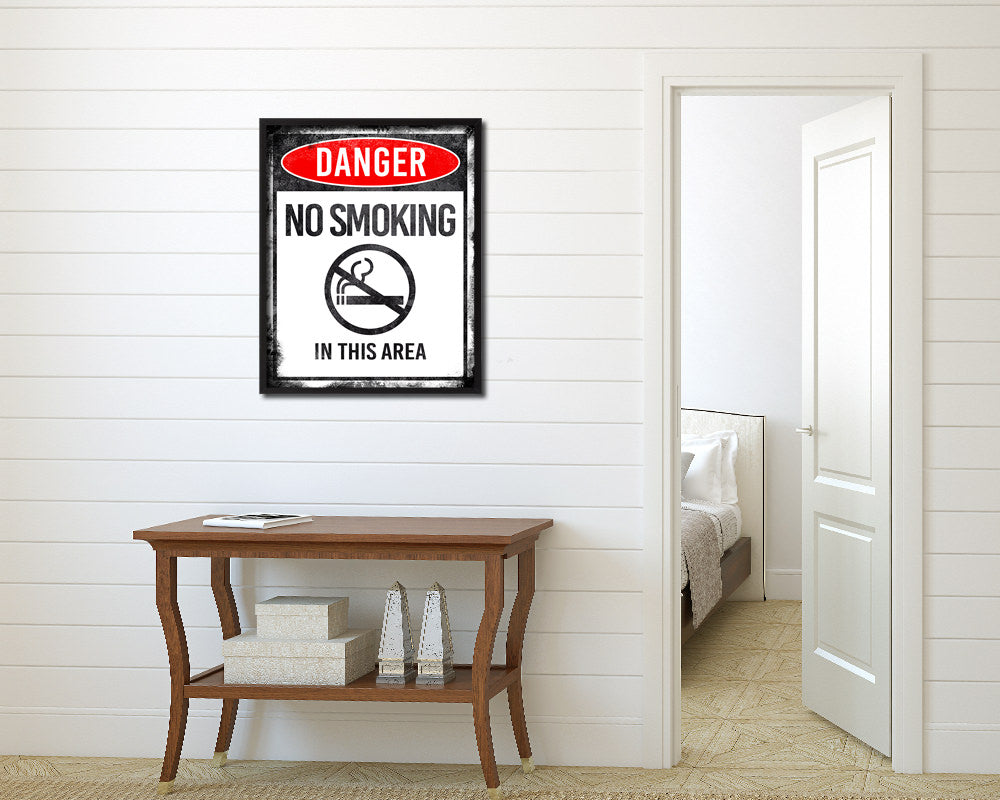 No smoking in this area Notice Danger Sign Framed Print Home Decor Wall Art Gifts