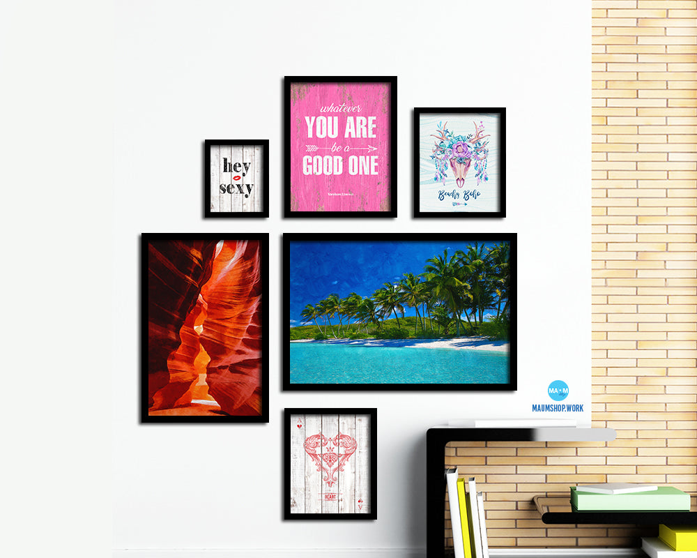 Palm Tree Tropical Beach Artwork Painting Print Art Frame Home Wall Decor Gifts