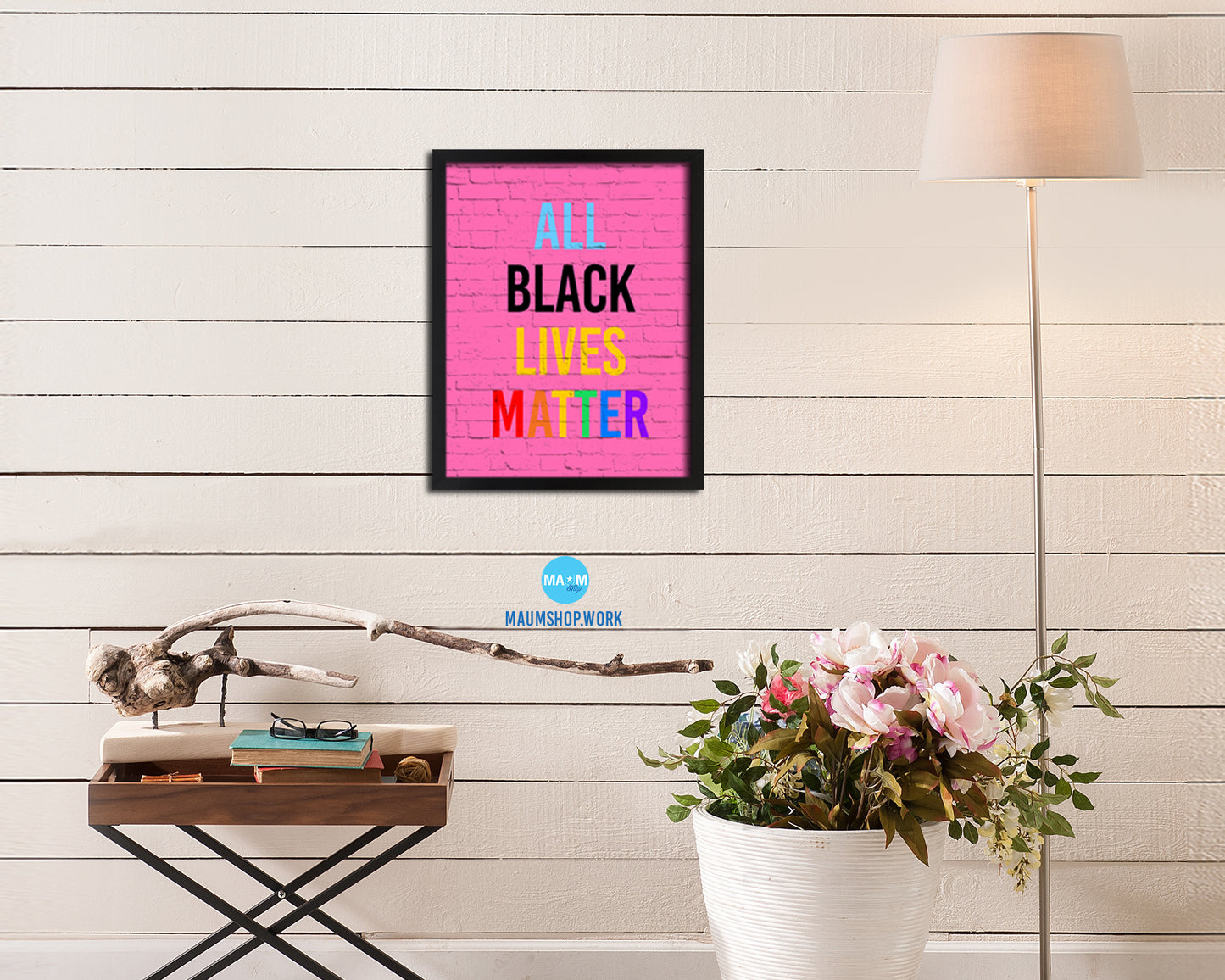 All Black Lives Matter Rainbow Pride Peace Right Justice Poster Wood Framed Wall Decor Gifts