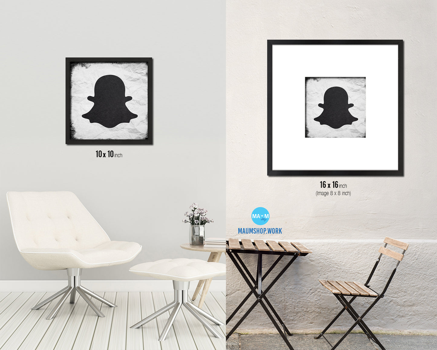 Snapchat Social Media Symbol Icons logo Wood Framed Print Home Decor Wall Art Gifts