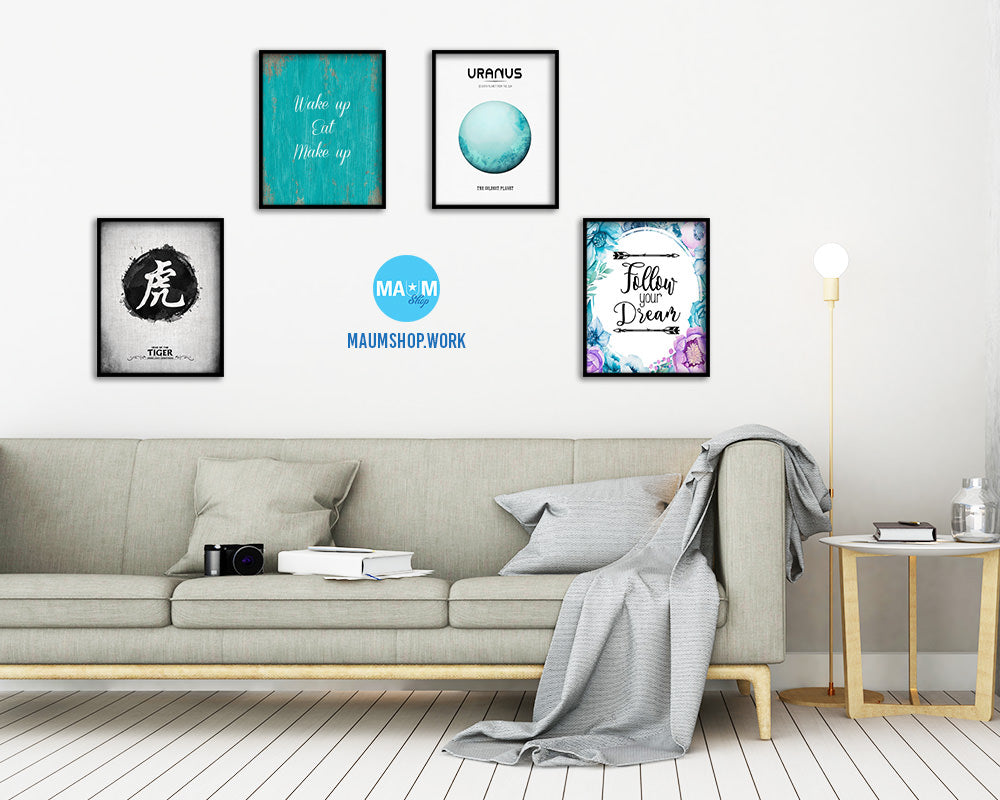 Wake up eat make up Quote Saying Framed Print Home Decor Wall Art Gifts