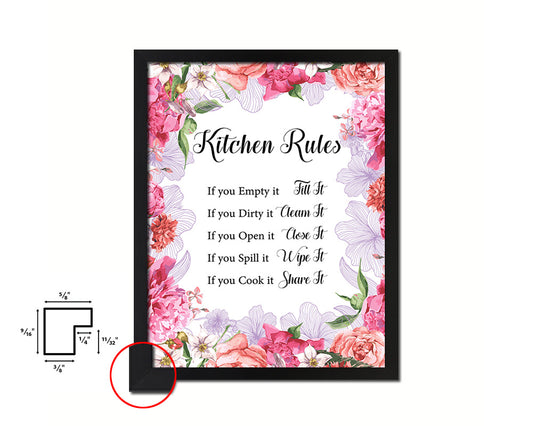 Kitchen Rules Quote Framed Print Home Decor Wall Art Gifts