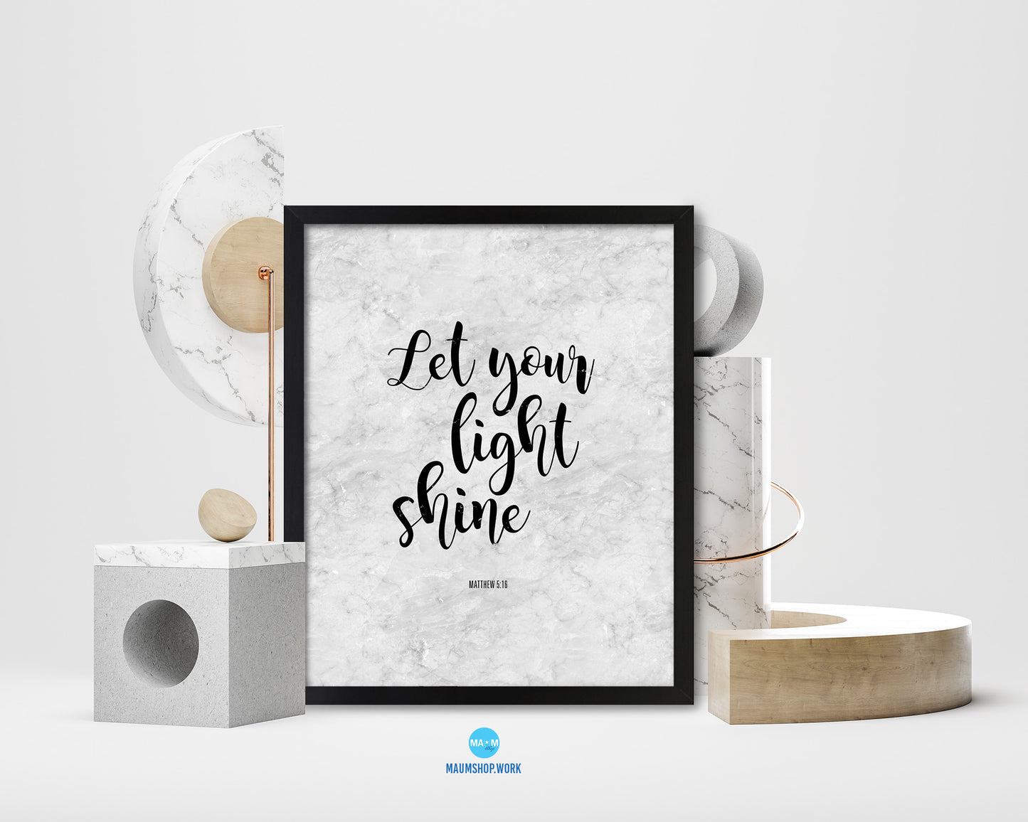 Let your light shine, Matthew 5:16 Bible Scripture Verse Framed Print Wall Art Decor Gifts