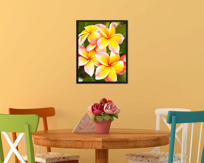 Plumerias Yellow Flower Wood Framed Paper Print Wall Decor Art Gifts