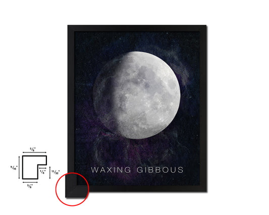 Waxing Gibbous Lunar Phases Moon Watercolor Nursery Framed Prints Home Decor Wall Art Gifts