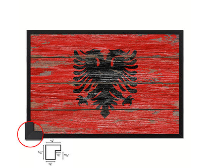 Albania Country Wood Rustic National Flag Wood Framed Print Wall Art Decor Gifts
