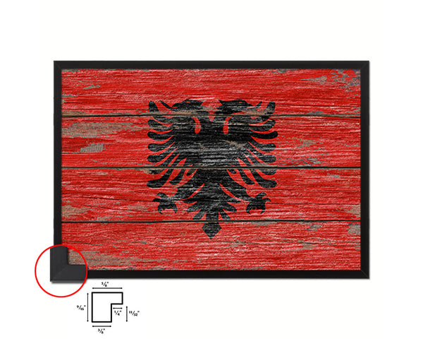 Albania Country Wood Rustic National Flag Wood Framed Print Wall Art Decor Gifts
