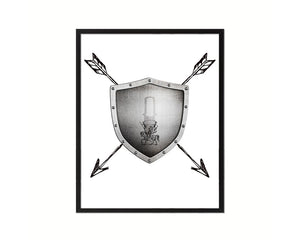 Letter I Medieval Castle Knight Shield Sword Monogram Framed Print Wall Art Decor Gifts