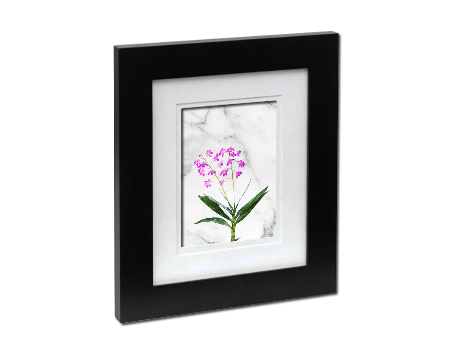 Dendrobium Orchid Marble Texture Plants Art Wood Framed Print Wall Decor Gifts