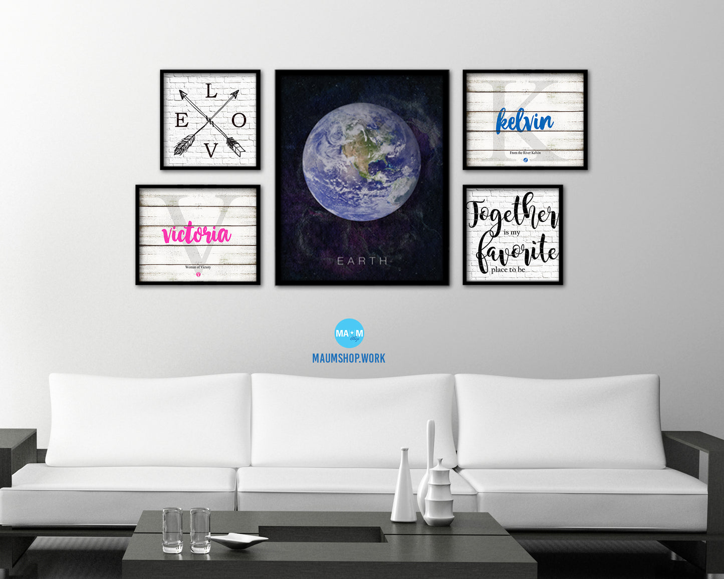 Earth Planet Prints Watercolor Solar System Framed Print Home Decor Wall Art Gifts