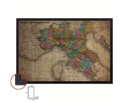 North Iitaly Vintage Map Framed Print Art Wall Decor Gifts