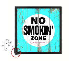 No Smoking Zone Shabby Chic Sign Wood Framed Art Paper Print Wall Decor Gifts