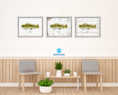 Cod Fish Framed Prints Modern Restaurant Sushi Bar Watercolor Wall Art Decor