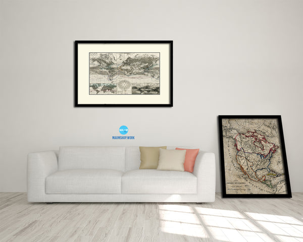 World Planiglobh Terrestris Hemisphario Calesti Old Map Framed Print Art Wall Decor Gifts