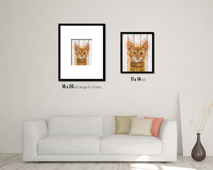 Red Little Cat Kitten Portrait Framed Print Pet Home Decor Custom Watercolor Wall Art Gifts