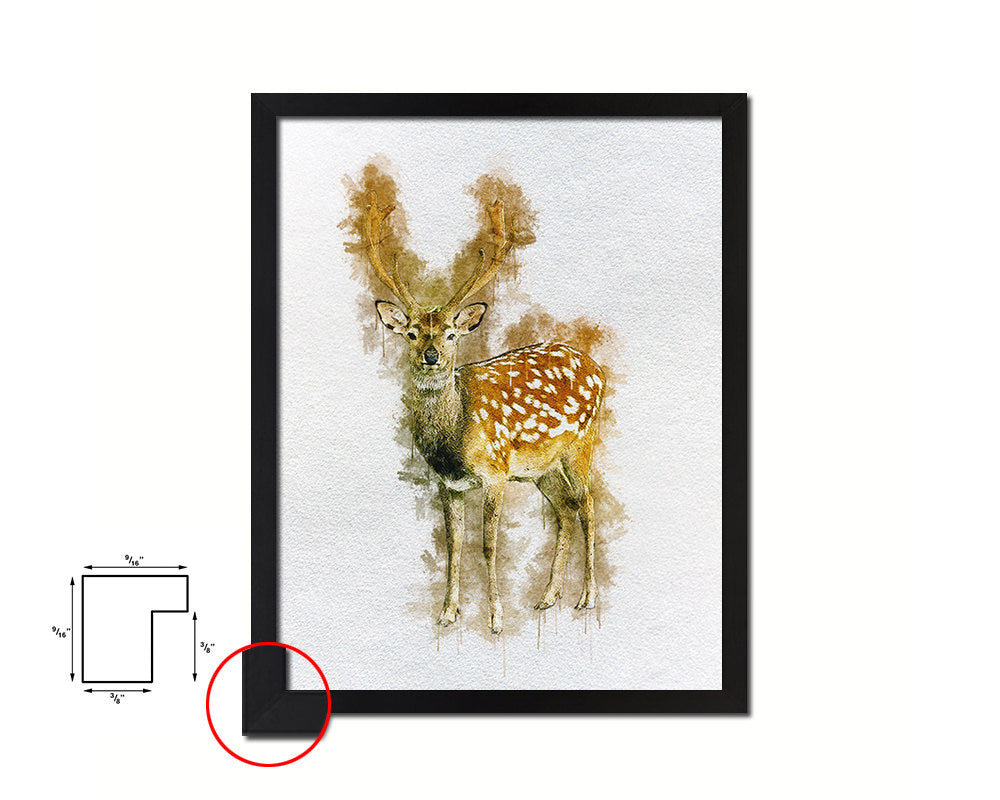 Deer Animal Painting Print Framed Art Home Wall Decor Gifts