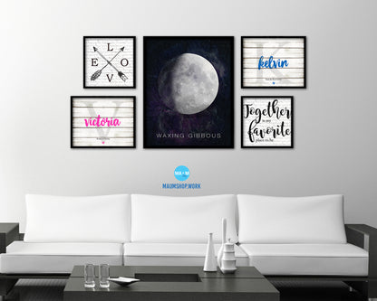Waxing Gibbous Lunar Phases Moon Watercolor Nursery Framed Prints Home Decor Wall Art Gifts