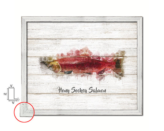 Hony Sockey Salmon Fish Framed Prints Modern Restaurant Sushi Bar Watercolor Wall Art Decor
