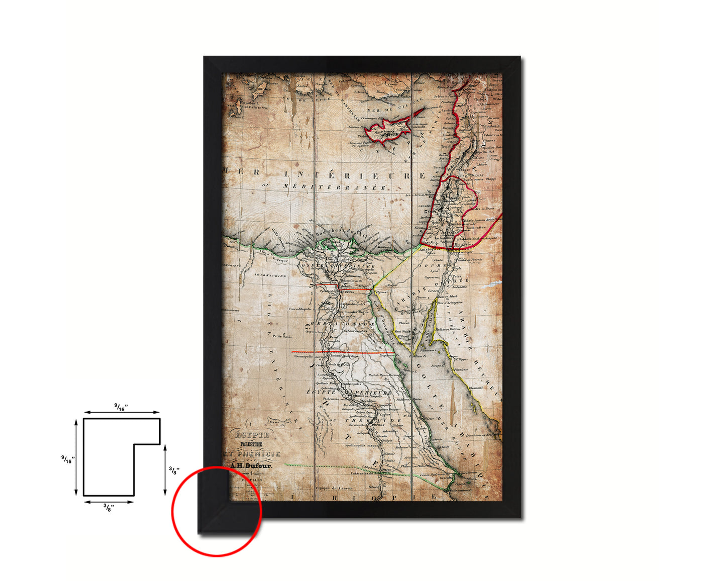 Egypt and Phoenicia Antique Map Wood Framed Print Art Wall Decor Gifts