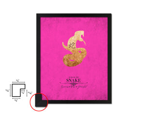 Snake Chinese Zodiac Character Black Framed Art Paper Print Wall Art Decor Gifts, Pink