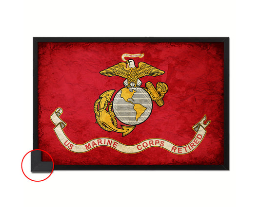 US Marine Corps Retired Vintage Military Flag Framed Print Sign Decor Wall Art Gifts