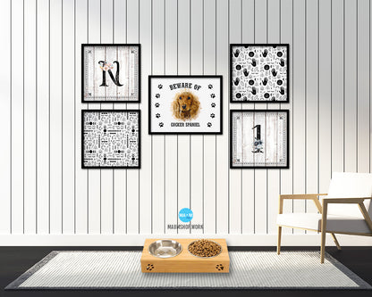 Beware of Chihuahua Sign Wood Framed Print Wall Art Decor Gifts